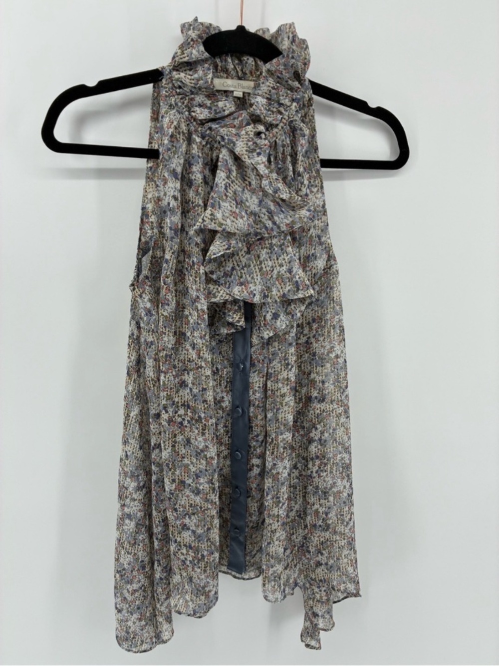 MASSIVE $10 SALE Multicolor Ruffle Neck Sleeveless Blouse